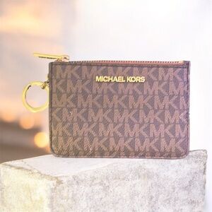 Michael Kors Tan Card Holder with Key Ring